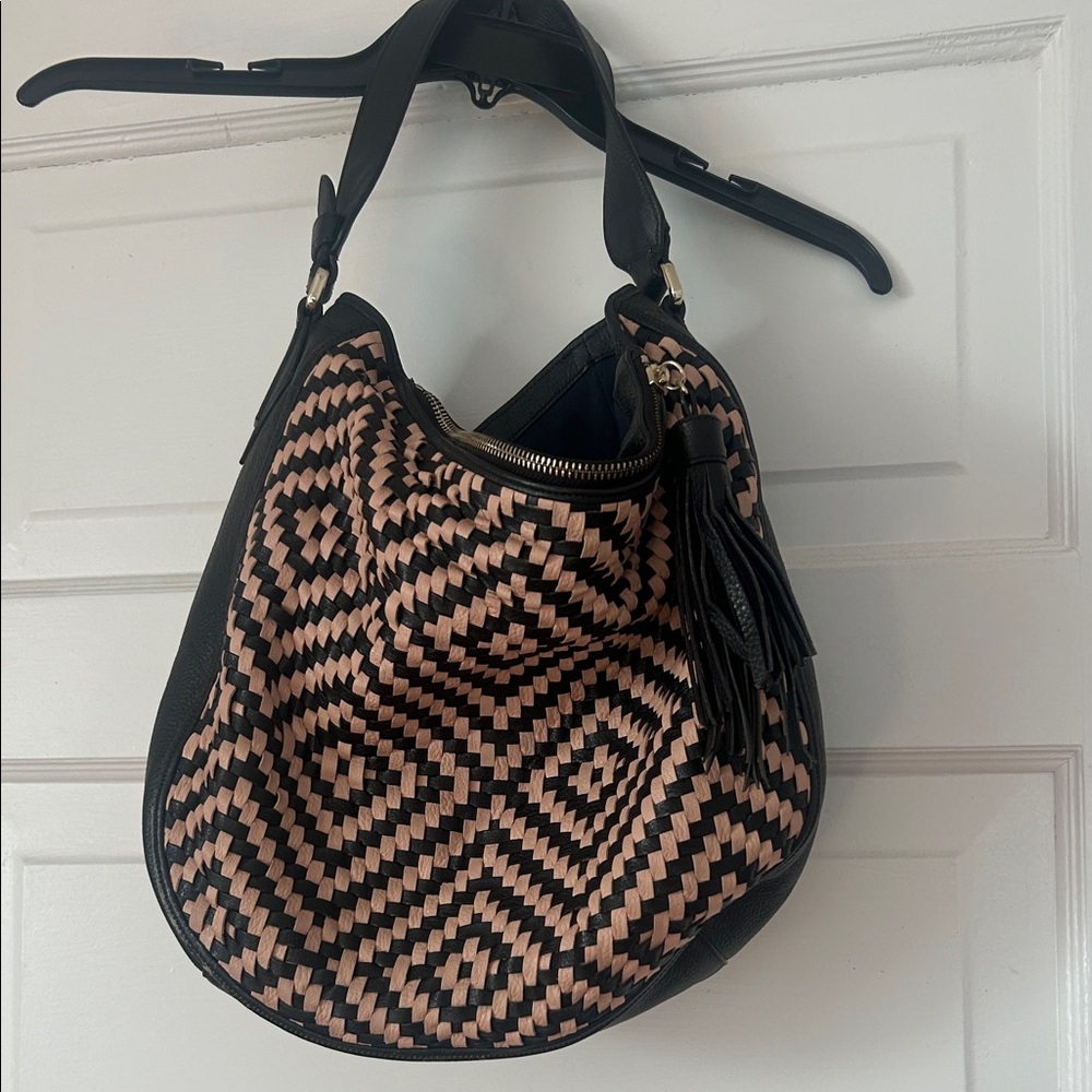 Cole Haan Black and Tan Geometric Patterned Women's Bag